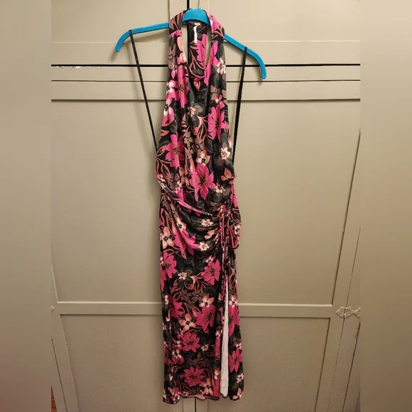 Free People Vibrant Pink and Black Backless Dress - Picture 3 of 6